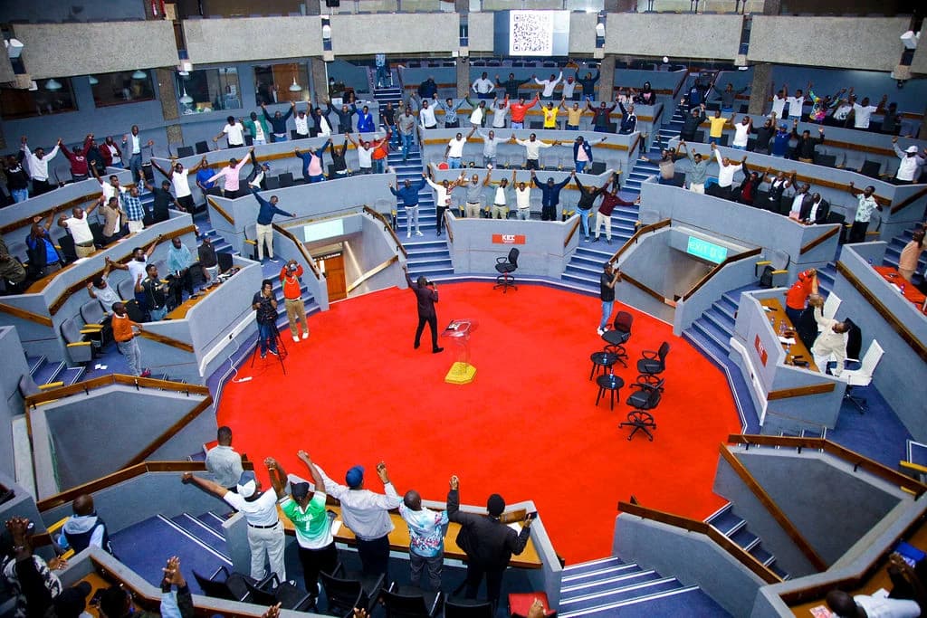 Men gathered together during the conference